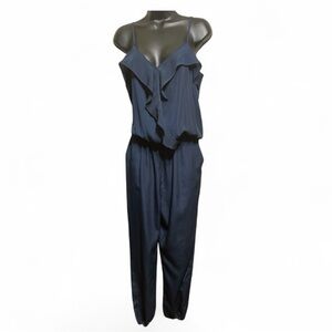 Chic Midnight Blue Ruffle Jumpsuit